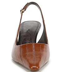 Sam Edelman Bianka Polished Eel Embossed Leather Pointed Toe Slingback Pumps