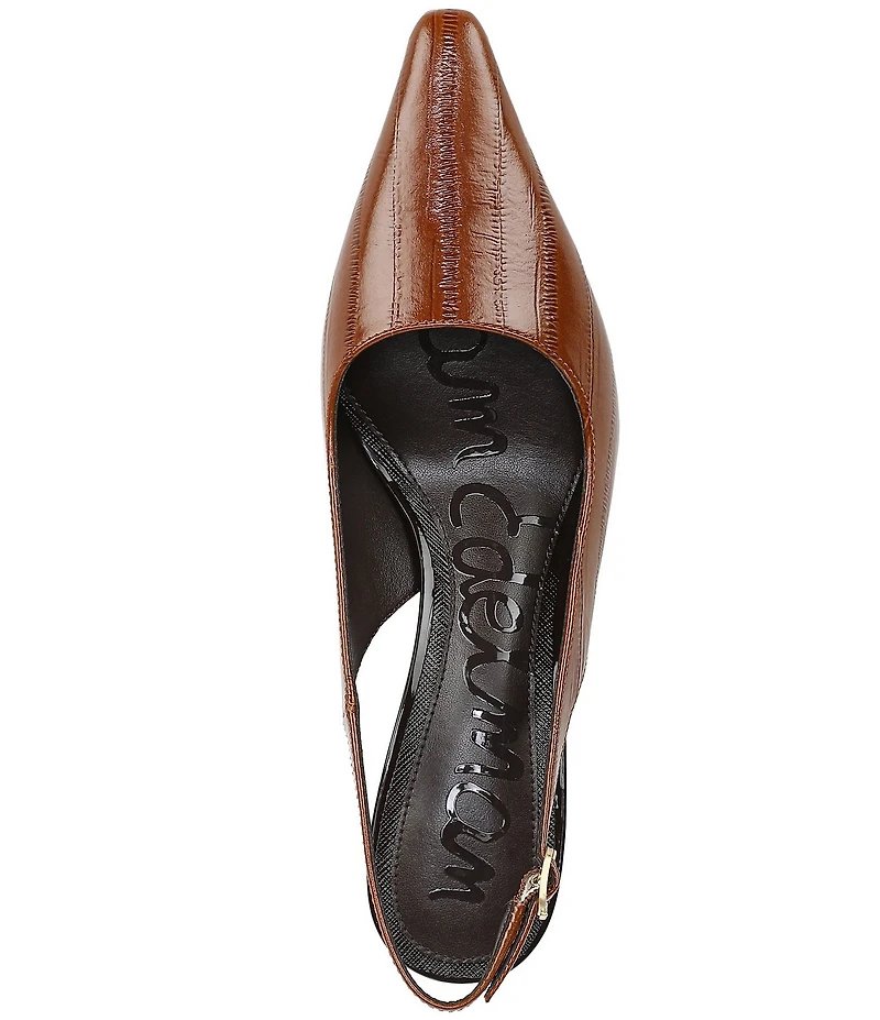 Sam Edelman Bianka Polished Eel Embossed Leather Pointed Toe Slingback Pumps