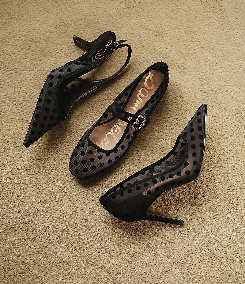 Sam Edelman Bianka Polka Dot Mesh Slingback Pumps