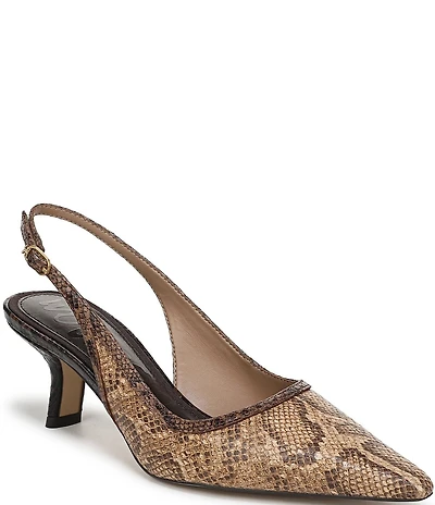 Sam Edelman Bianka Python Print Leather Pointed Toe Slingback Pumps