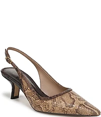 Sam Edelman Bianka Python Print Leather Pointed Toe Slingback Pumps