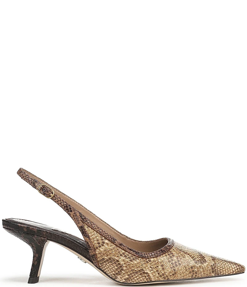 Sam Edelman Bianka Python Print Leather Pointed Toe Slingback Pumps