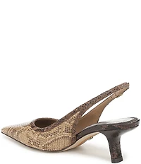 Sam Edelman Bianka Python Print Leather Pointed Toe Slingback Pumps