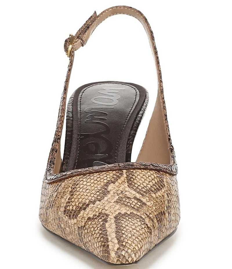 Sam Edelman Bianka Python Print Leather Pointed Toe Slingback Pumps