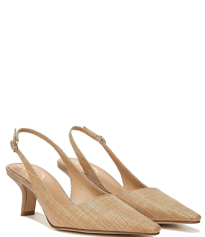 Sam Edelman Bianka Raffia Pointed Toe Slingback Pumps
