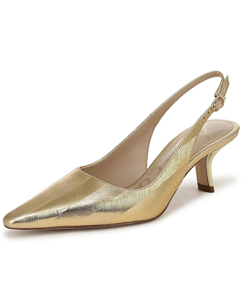 Sam Edelman Bianka Striped Metallic Leather Pointed Toe Slingback Pumps