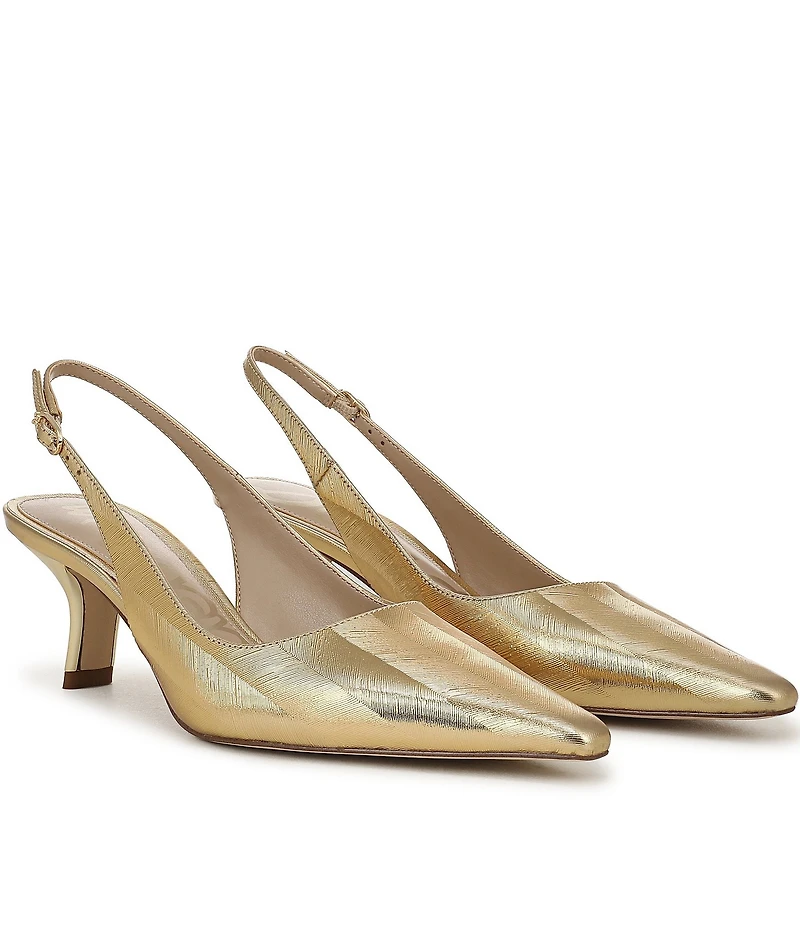 Sam Edelman Bianka Striped Metallic Leather Pointed Toe Slingback Pumps