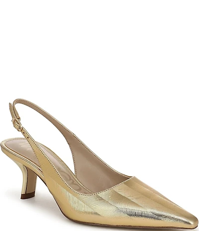 Sam Edelman Bianka Striped Metallic Leather Pointed Toe Slingback Pumps