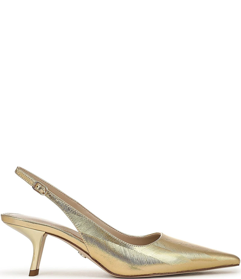 Sam Edelman Bianka Striped Metallic Leather Pointed Toe Slingback Pumps
