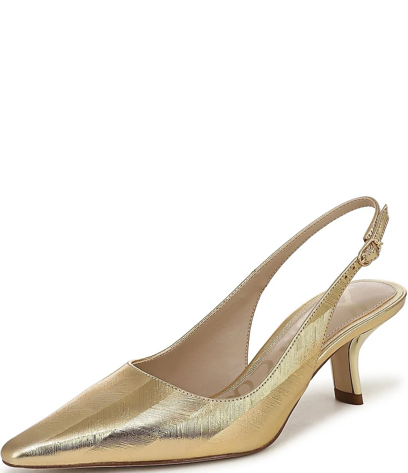 Sam Edelman Bianka Striped Metallic Leather Pointed Toe Slingback Pumps