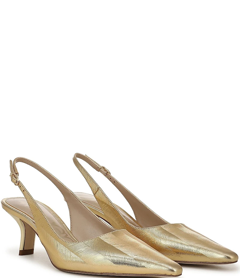 Sam Edelman Bianka Striped Metallic Leather Pointed Toe Slingback Pumps