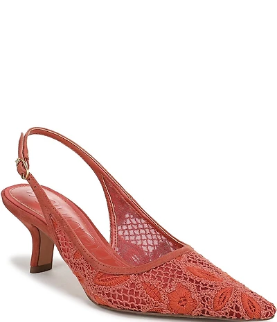 Sam Edelman Bianka Woven Floral Lace Snip Toe Slingback Pumps