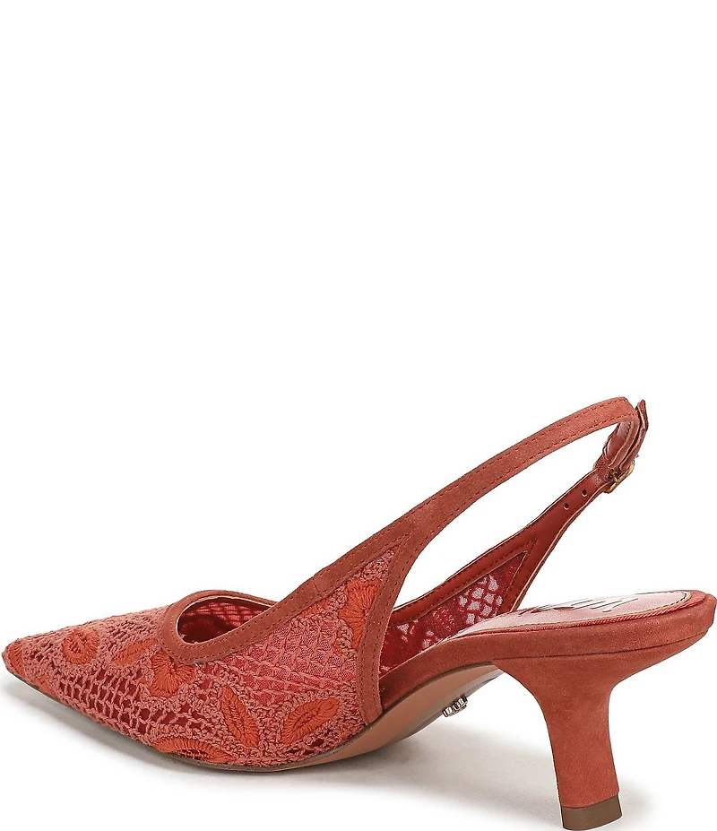 Sam Edelman Bianka Woven Floral Lace Snip Toe Slingback Pumps