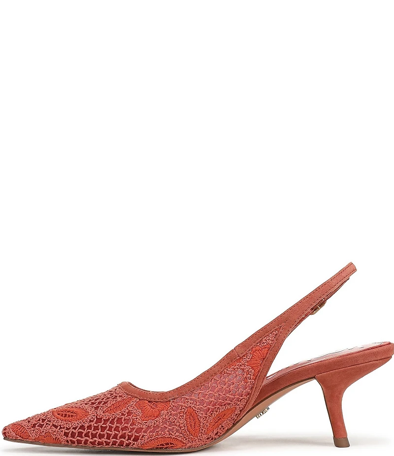 Sam Edelman Bianka Woven Floral Lace Snip Toe Slingback Pumps