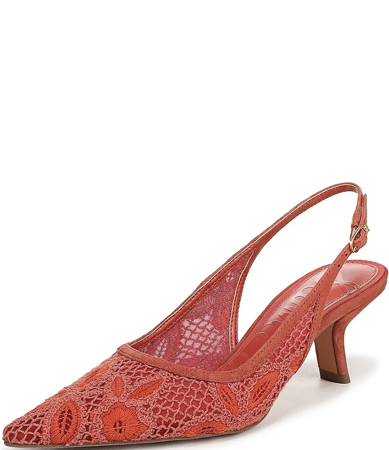Sam Edelman Bianka Woven Floral Lace Snip Toe Slingback Pumps