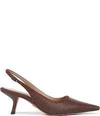 Sam Edelman Bianka Woven Raffia and Suede Pointed Toe Slingback Pumps