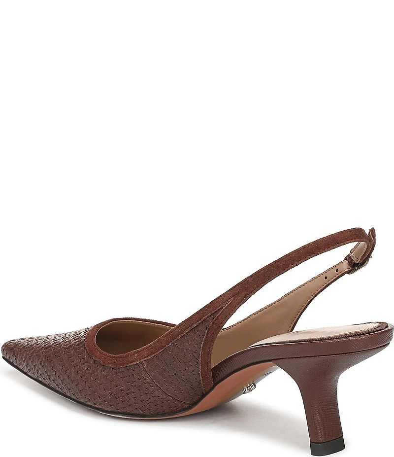 Sam Edelman Bianka Woven Raffia and Suede Pointed Toe Slingback Pumps