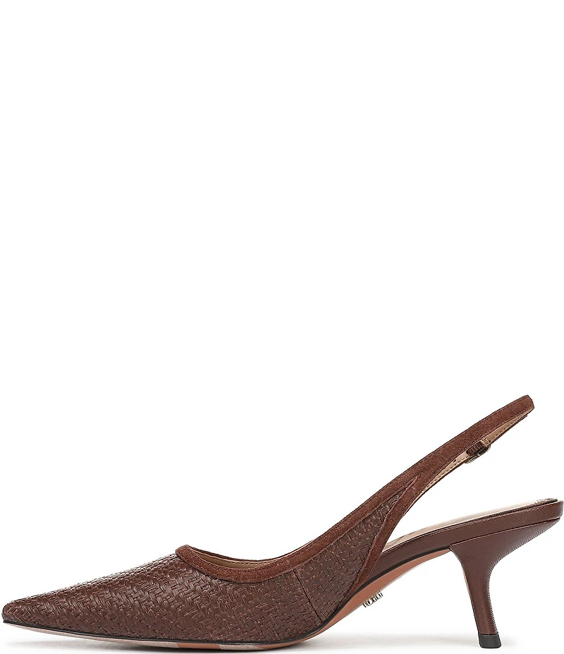 Sam Edelman Bianka Woven Raffia and Suede Pointed Toe Slingback Pumps
