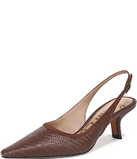 Sam Edelman Bianka Woven Raffia and Suede Pointed Toe Slingback Pumps