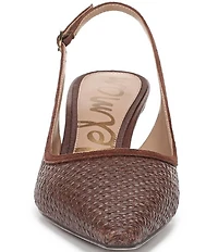 Sam Edelman Bianka Woven Raffia and Suede Pointed Toe Slingback Pumps