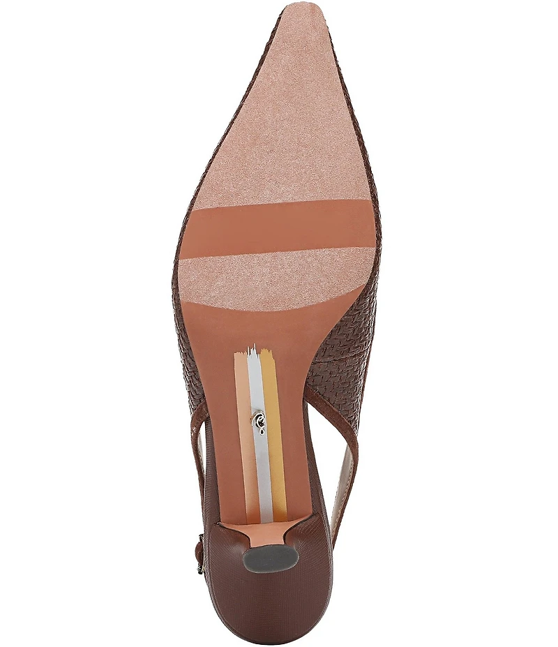 Sam Edelman Bianka Woven Raffia and Suede Pointed Toe Slingback Pumps