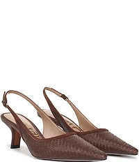 Sam Edelman Bianka Woven Raffia and Suede Pointed Toe Slingback Pumps