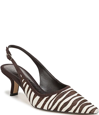 Sam Edelman Bianka Zebra Print Calf Hair Pointed Toe Slingback Pumps