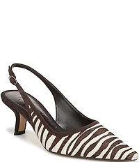 Sam Edelman Bianka Zebra Print Calf Hair Pointed Toe Slingback Pumps