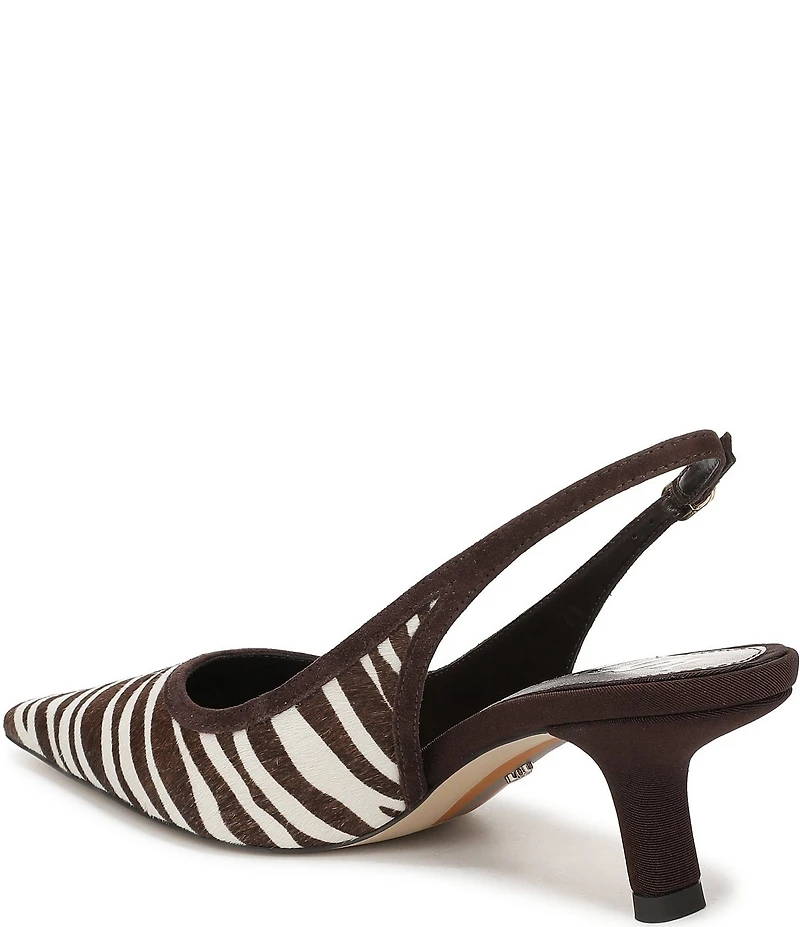 Sam Edelman Bianka Zebra Print Calf Hair Pointed Toe Slingback Pumps