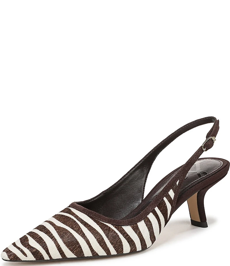 Sam Edelman Bianka Zebra Print Calf Hair Pointed Toe Slingback Pumps