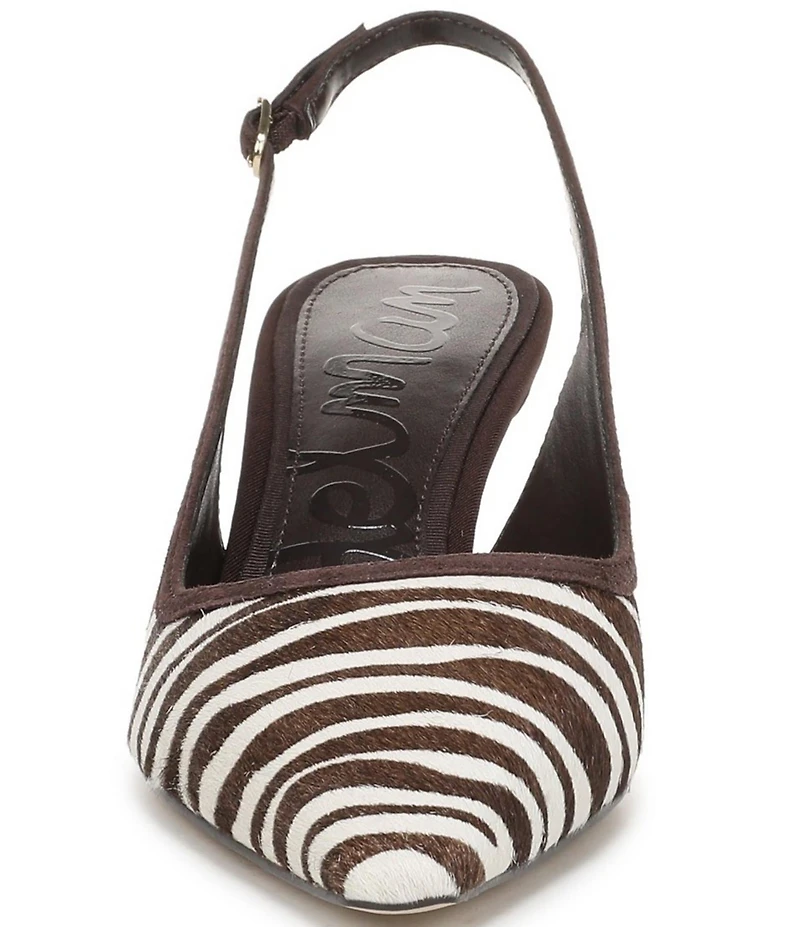 Sam Edelman Bianka Zebra Print Calf Hair Pointed Toe Slingback Pumps