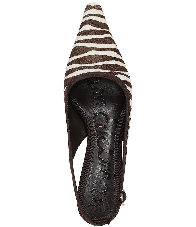 Sam Edelman Bianka Zebra Print Calf Hair Pointed Toe Slingback Pumps