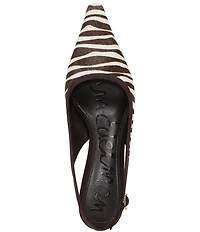 Sam Edelman Bianka Zebra Print Calf Hair Pointed Toe Slingback Pumps