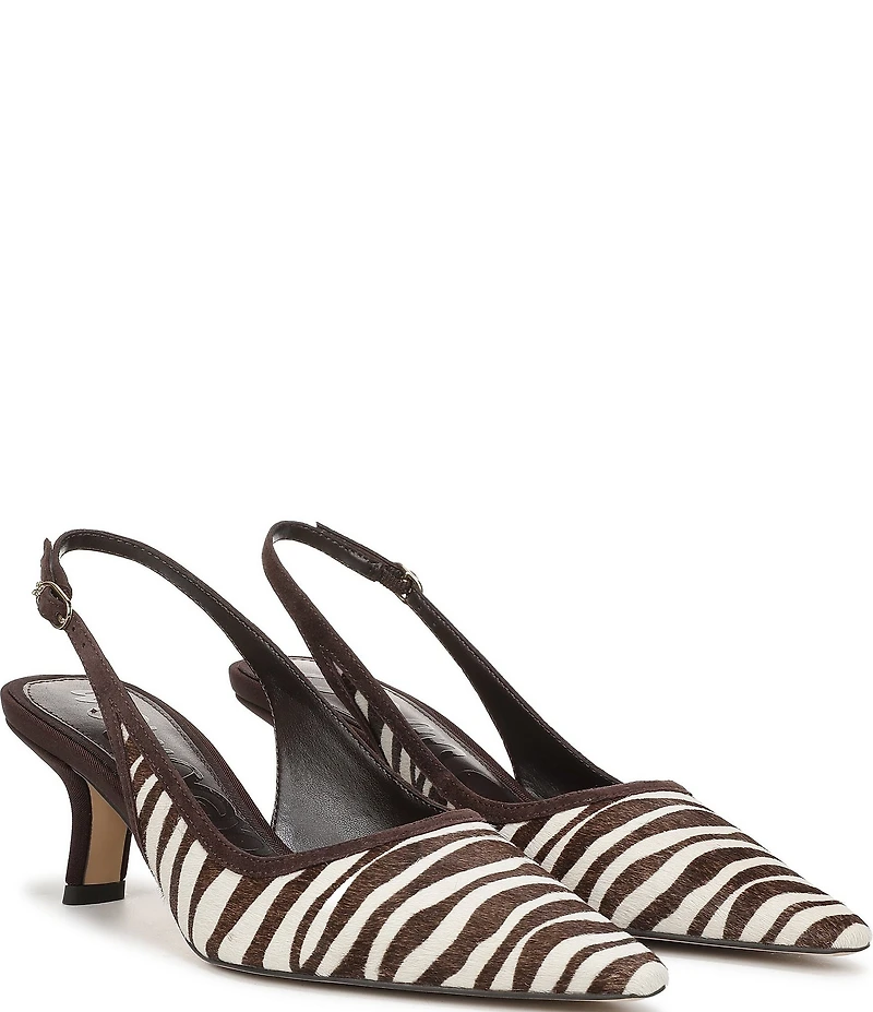 Sam Edelman Bianka Zebra Print Calf Hair Pointed Toe Slingback Pumps