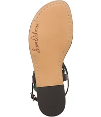 Sam Edelman Canna Leather Stone Embellished Anklet T-Strap Flat Sandals