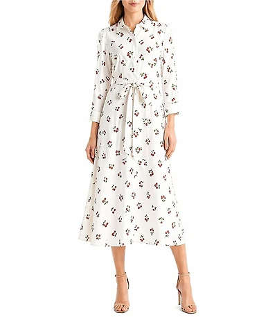 Sam Edelman Cherry Icon Printed Shirt Midi Dress