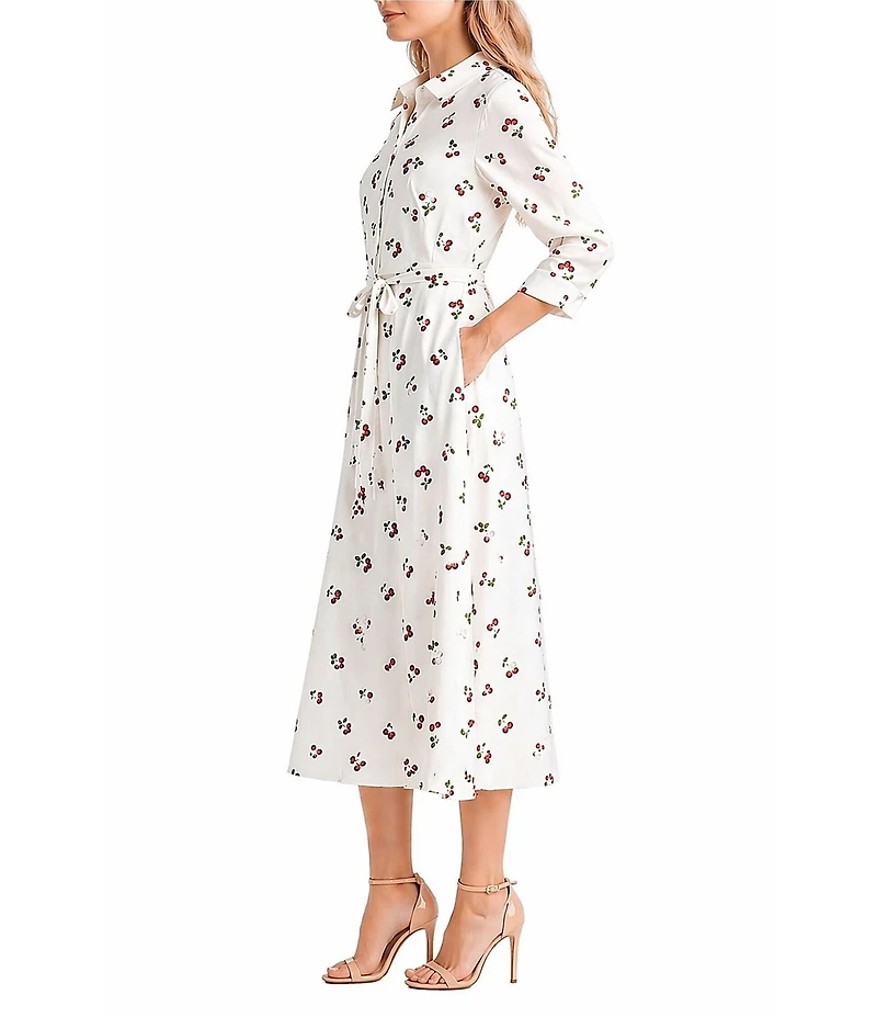 Sam Edelman Cherry Icon Printed Shirt Midi Dress