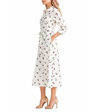 Sam Edelman Cherry Icon Printed Shirt Midi Dress