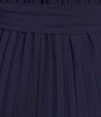Sam Edelman Chiffon V-Neck Long Sleeve Pleated A-Line Midi Dress