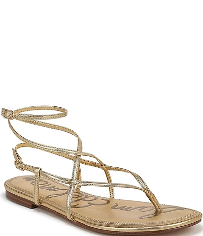 Sam Edelman Clarra Metallic Leather Strappy Flat Sandals