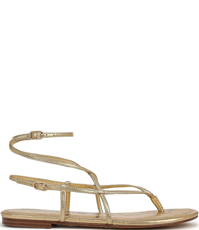 Sam Edelman Clarra Metallic Leather Strappy Flat Sandals