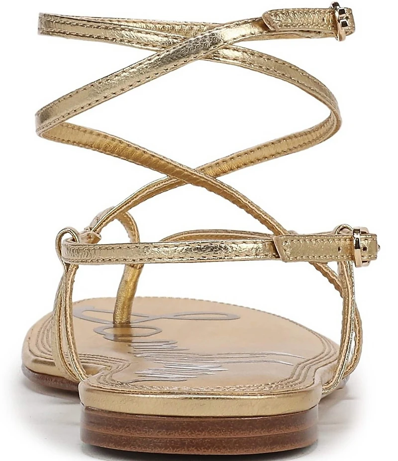 Sam Edelman Clarra Metallic Leather Strappy Flat Sandals
