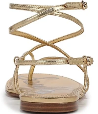 Sam Edelman Clarra Metallic Leather Strappy Flat Sandals