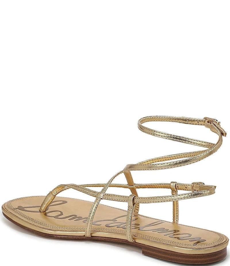 Sam Edelman Clarra Metallic Leather Strappy Flat Sandals
