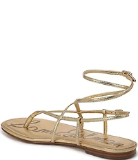 Sam Edelman Clarra Metallic Leather Strappy Flat Sandals