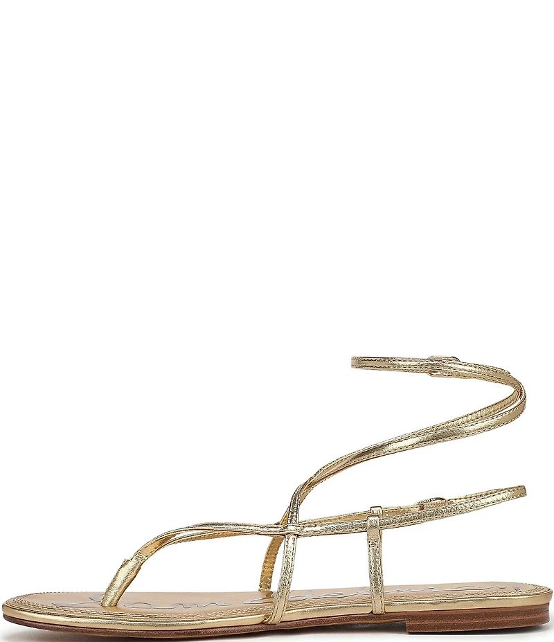 Sam Edelman Clarra Metallic Leather Strappy Flat Sandals