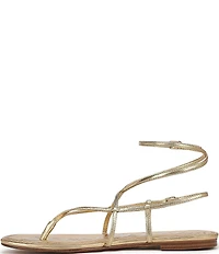 Sam Edelman Clarra Metallic Leather Strappy Flat Sandals