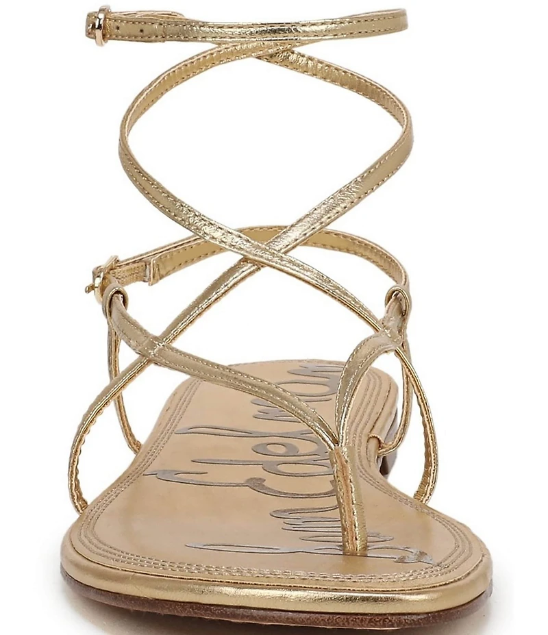 Sam Edelman Clarra Metallic Leather Strappy Flat Sandals