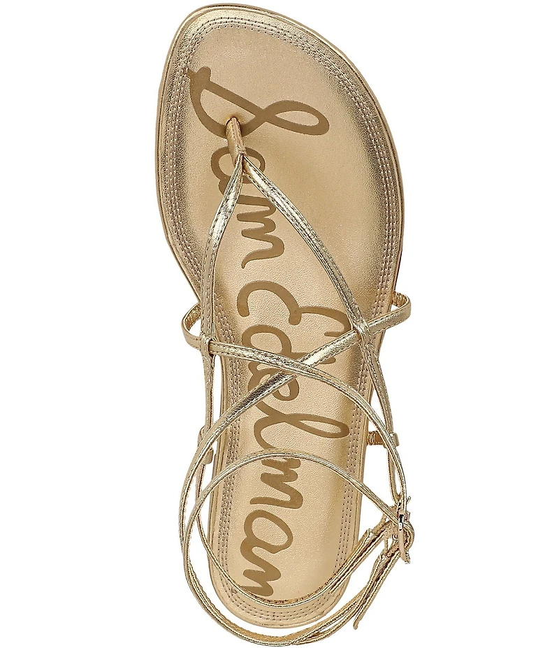 Sam Edelman Clarra Metallic Leather Strappy Flat Sandals