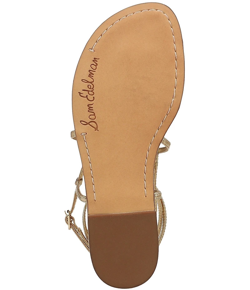 Sam Edelman Clarra Metallic Leather Strappy Flat Sandals